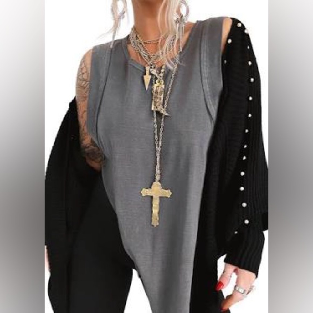 Penny Forevee High Hopes Side Slit Tank in Washed Soot